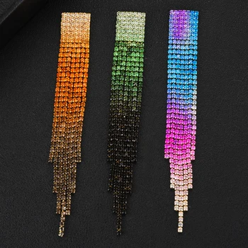 

GODKI Trendy Long Tassels Earrings For Women Earrings Rainbow Color Drop Earring 2020 Brincos Female DIY Fashion Jewelry