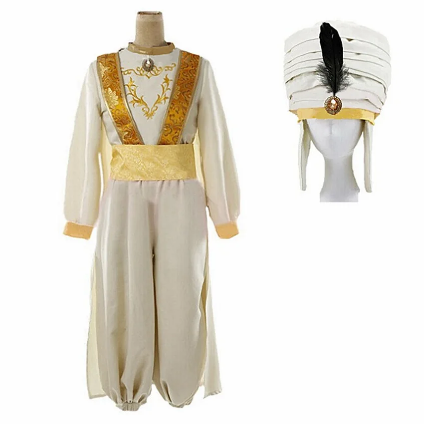 Goedkoop Man Prince Aladdin Lamp Cosplay Halloween Stadium Kostuum Volwassen Kleding Set Broek met Hoed Jasmijn MV Kleding voor Man