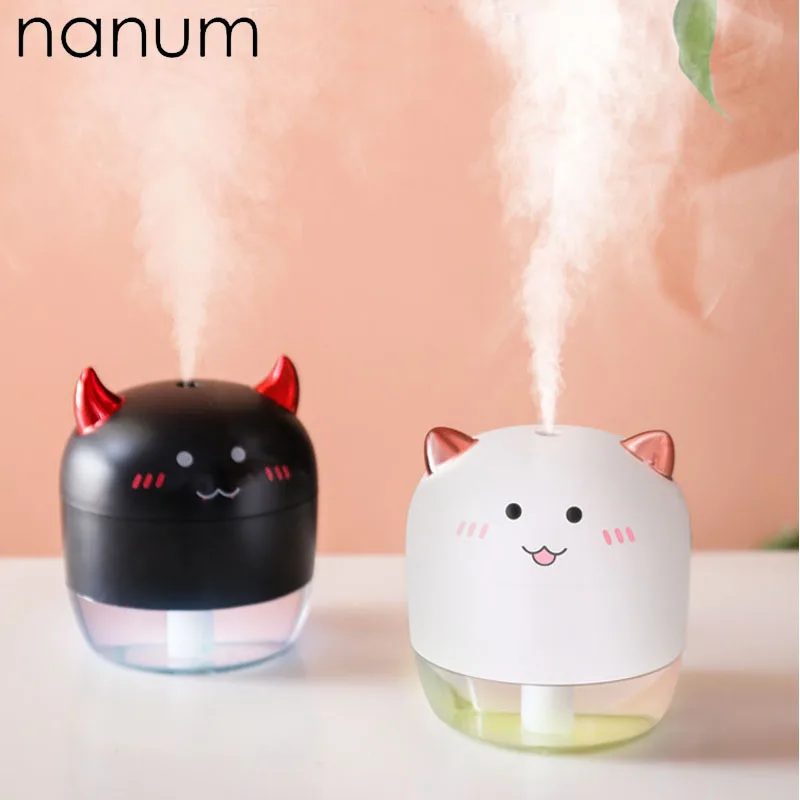 Mini LED Ultrasonic Devil Angel humidifier USB Air Humidifiers for Car Home Aromatherapy Essential Diffuser with Aroma Lamp