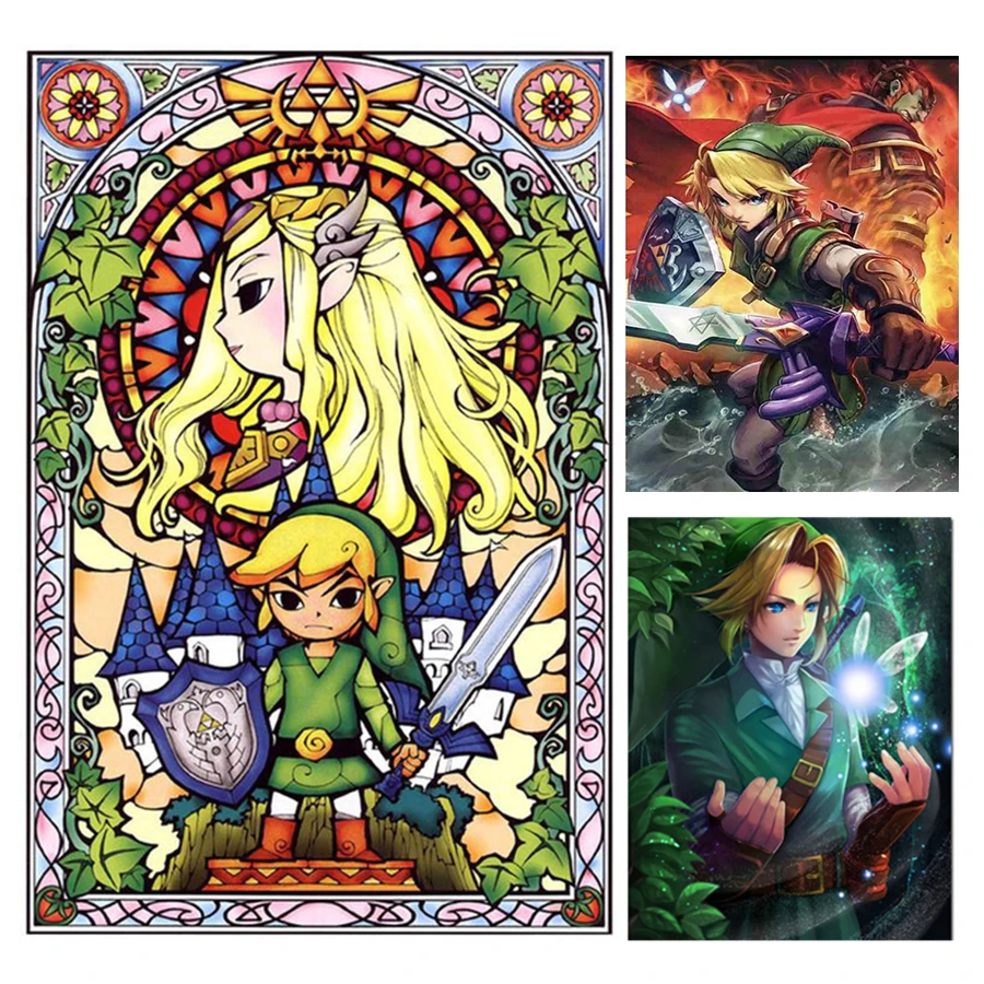 

Cartoon Zelda Diamond Painting Full Drill Square/Round 5D DIY Diamond Embroidery Game Cross Stitch Kits Rhinestone Home Decor