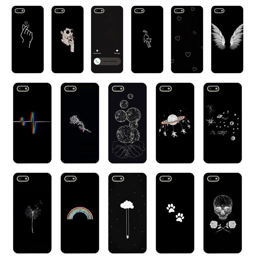 

334FG Line Art Face Abstract Pattern Soft Silicone Tpu Cover Case for huawei Honor 7a 5.45 pro 5.7 7c 7x y5 2018 case