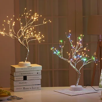 

108 LED USB Fire Tree Light Copper wire Table Lamps Night light for Home Indoor Bedroom Wedding Party Bar Christmas Decoration