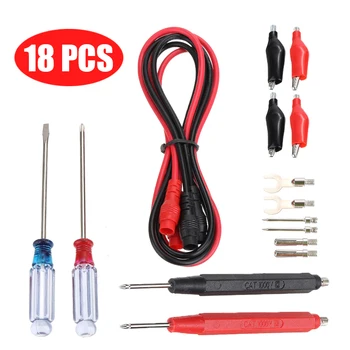 

18pcs Universal Digital Multimeter Test Probe Kit 90cm Needle Tip Probe Test Leads Pin Wire Pen Cable Test Line Electronic Tools