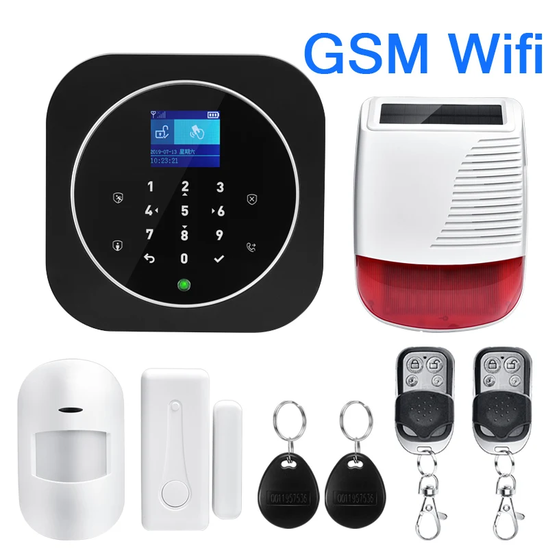 Англо-рус ES FR PL DE IT переключаемый Беспроводной домашней безопасности WI-FI GSM GPRS GSM сигнализация системы приложение Дистанционное Управление RFID карты снятие с охраны - Цвет: W3B-WIFI GSM-5