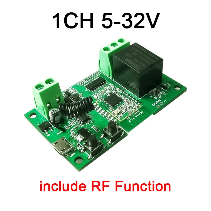 1/2CH Tuya Smart Zigbee Smart Light Switch Module DC 5/12/32V RF433 Receive 10A Relays Work With Alexa Google Assistant 