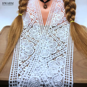 

5yard 11.3cm Lace fabric ribbon wedding skirt clothes accessories Pillow curtains bar code milk geometric lattice embroidery