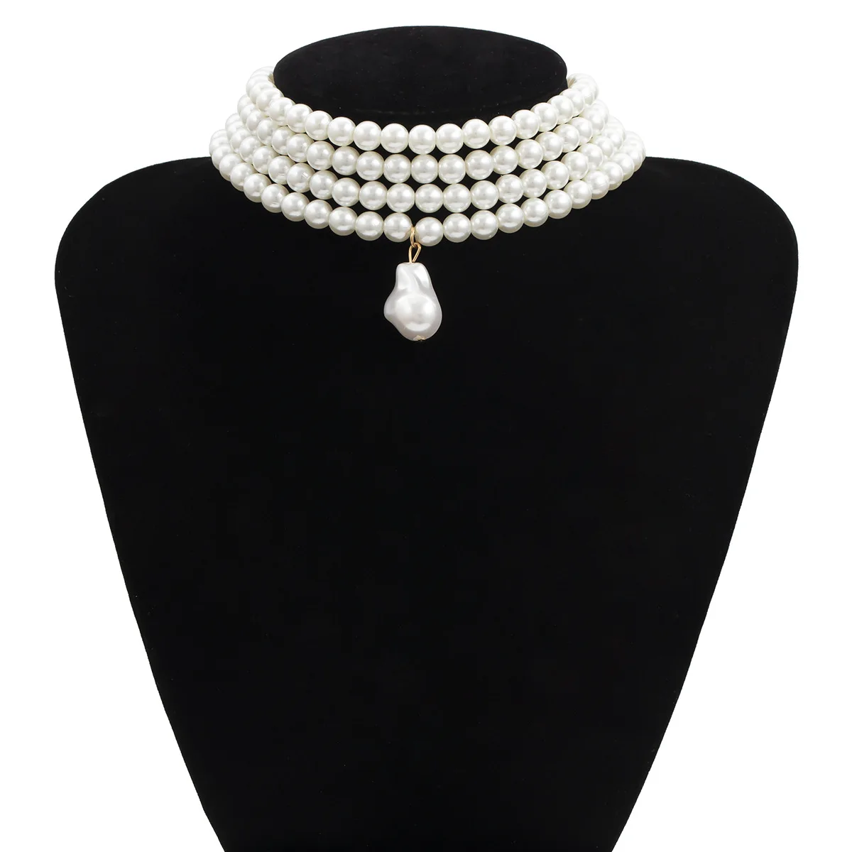 Europe And America Cross Border Accessories Cool Versatile Geometry Beaded Bracelet Necklace Simple Multilayer Pearl Special Sha