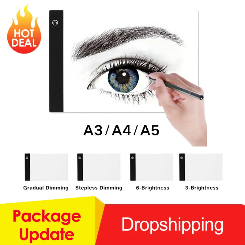 

Graphics Tablet A3 A4 A5 LED Drawing Tablet Thin Art Stencil Drawing Board Light Box Tracing Table Pad Three-level Dropshipping