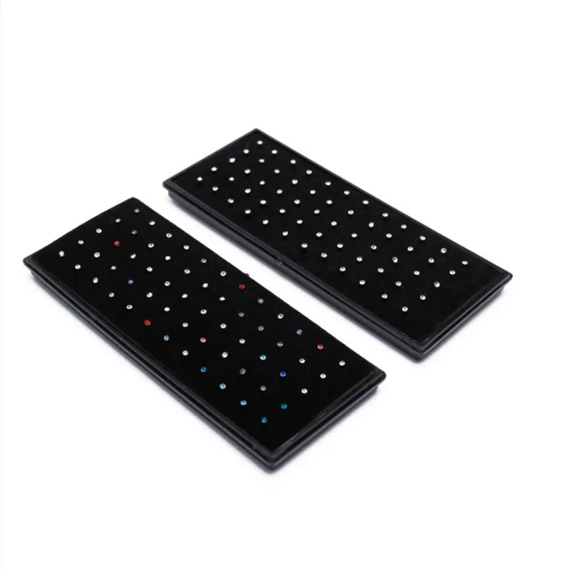 Piercing Jewelry 60Pcs Fashion L Shape Rhinestone Crystal Stainless Steel Nose Piercing Ear Bone Women Hypoallergenic Body Jewelry