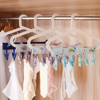 

Portable Travel Drying Clothes Clip For Bathroom Clothes Hanger Cover Reusable Foldable Cute Cloth Drying Rack With Clip