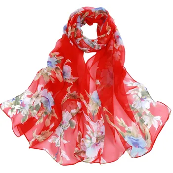 

Women Scarf High Quality Artificial Silk Print Gray Flower Competitive Price Fashion Long Shawls Black