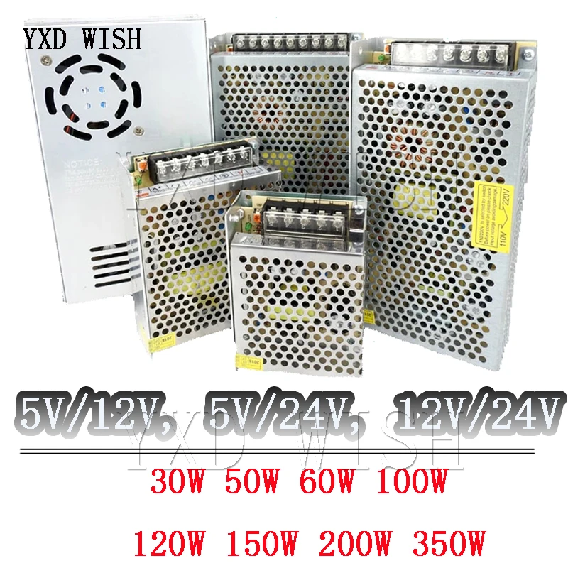 Transformador de Alimentação de Comutação Conversor ac dc Saída Dupla 30w 50w 60w 100w 200w 350w 5v 12v 24v