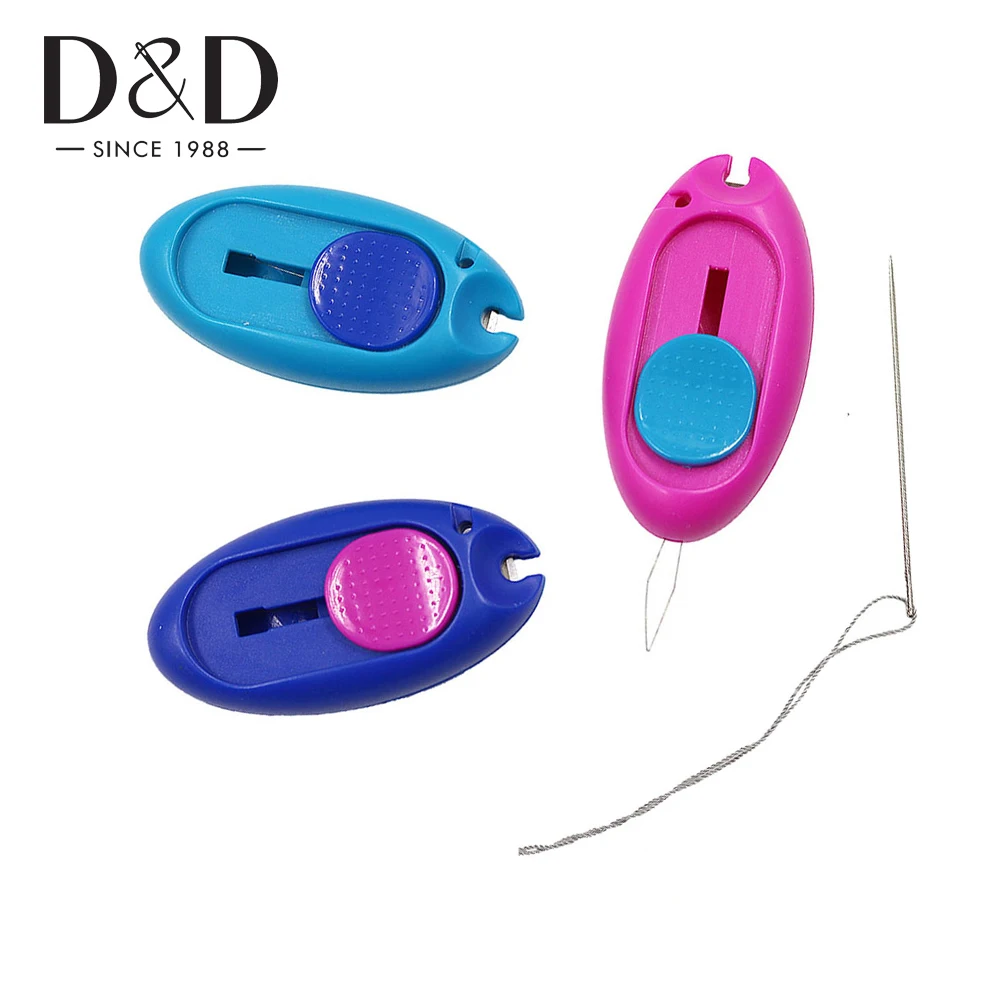 Random Color 1pc Hand Needle Threader Sewing Threader with Thread