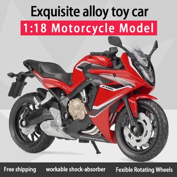 Welly 1:18 2018 Honda CBR650F Alloy Street Sport Motorcycles Model Workable Shork-Absorber Toy For Children Gifts Toy Collection 1