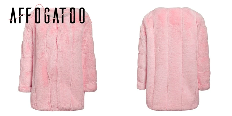 Affogatoo Fashion thick faux fur coat women Elegant Luxury autumn winter female warm overcoats furry jacket ladies plus size 5XL