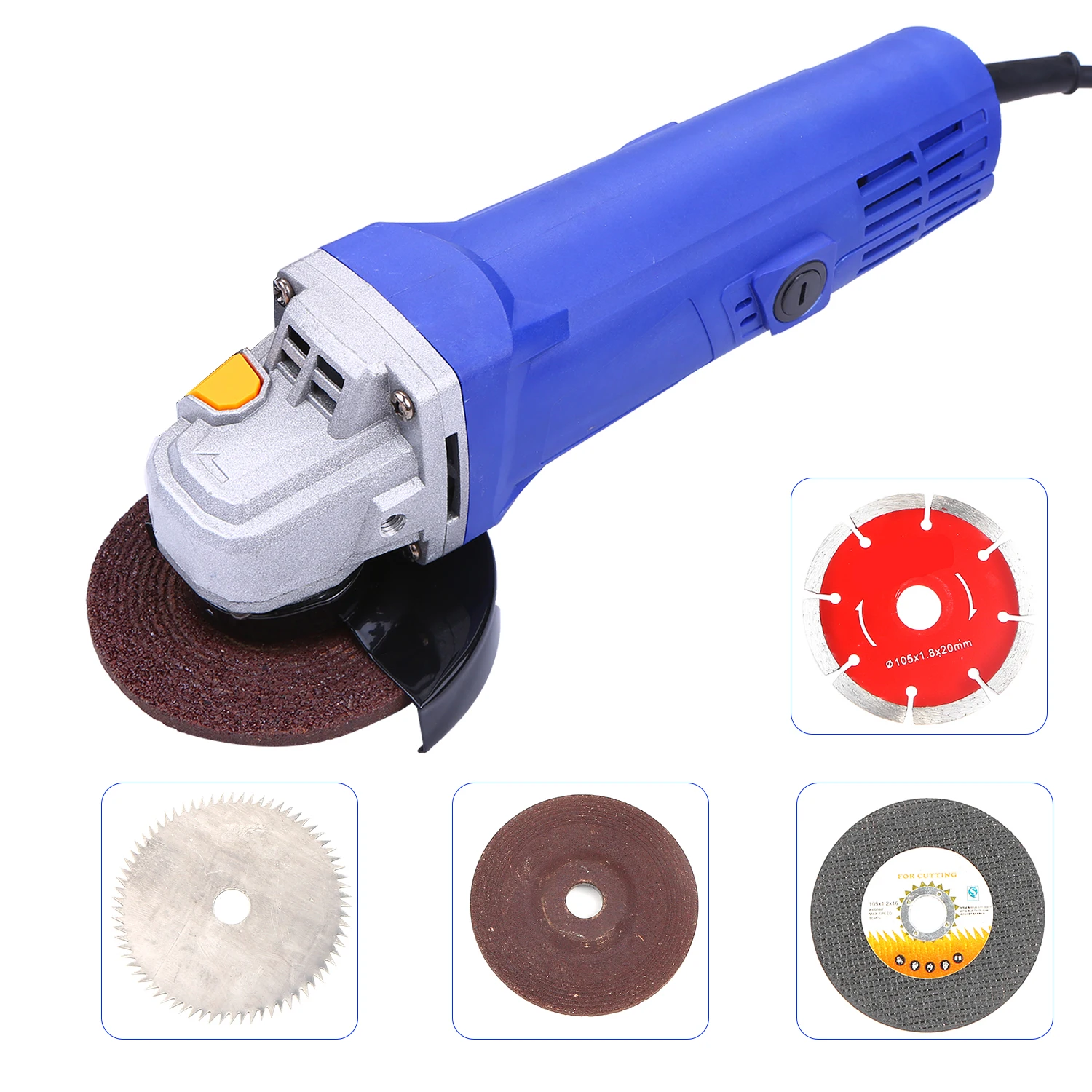 

Kkmoon High Power Household Angle Grinder Cutting Machine Hand-held Grinder Waxing Polishing Electric Tool Blue 100mm/115mm