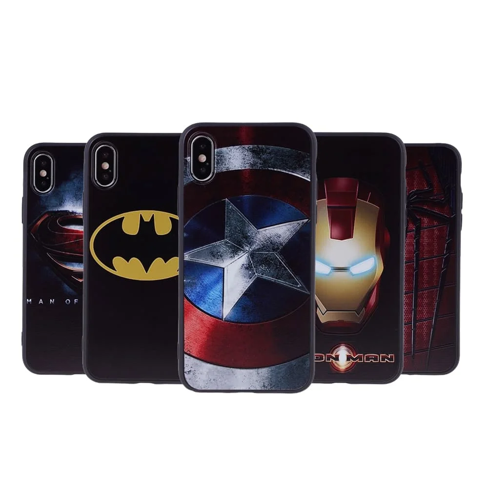 

for iPhone 6 6S 7 8 Plus X XR XS Max 11 Pro Case Marvel DC Ironman Bat Man Soft TPU Black Movie Slim Camera Protect Back Cover