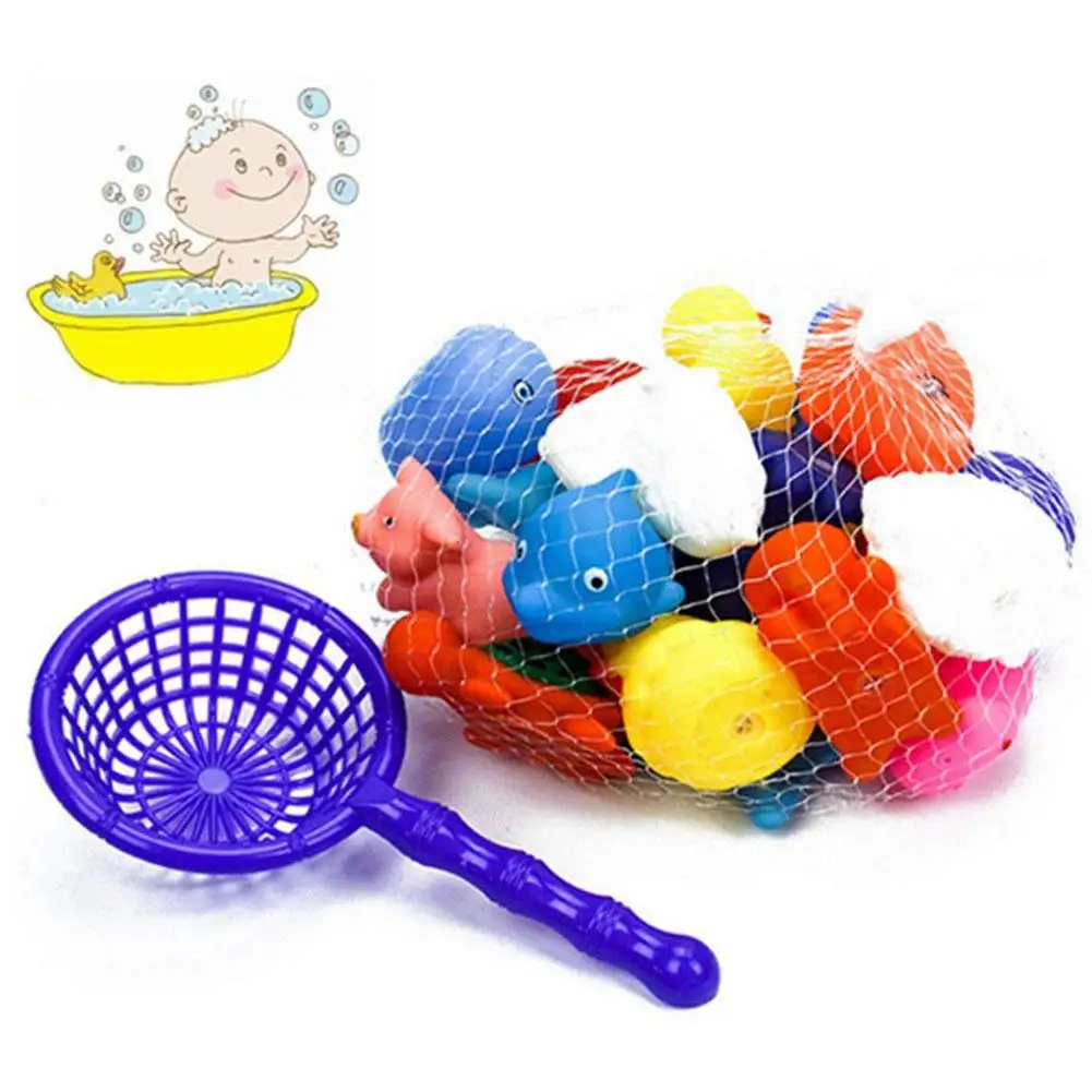 Kuulee 20Pcs/Set Baby Bathing Toys Set Cute Small Amimall Shape Float Squeeze Sound Wash Bath Swim Dive Play Animals Toys