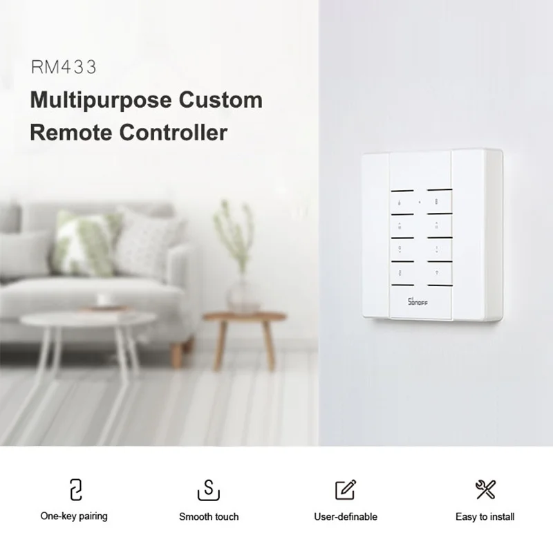 

SONOFF RM433 with BASE 8 Keys Multipurpose Custom 433 MHz RF Remote Controller Works for 4CH Pro/TX Series/RF Bridge/Slampher/