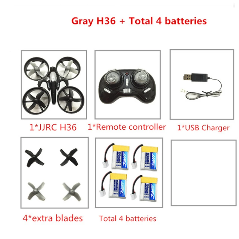 JJRC H36 Радиоуправляемый мини-Дрон 2,4 ГГц Квадрокоптер 6-Axis Gyro RC Дрон Безголовый режим один ключ возврата игрушечные Квадрокоптеры для подарки для детей - Цвет: Gray 4