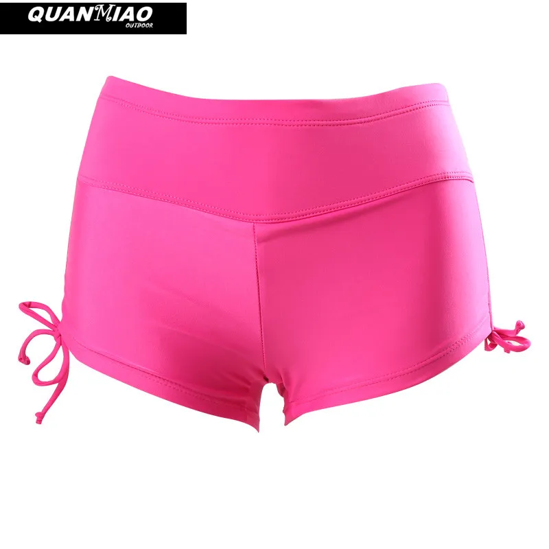 QuanMiao Hot Sale Summer Women's Beach Surfing Shorts Moisture Wicking Quick Dry Black Swim Shorty Shorts Yoga Short