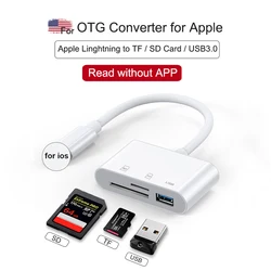 Lightning – hub vers lecteur de cartes SD Micro SD OTG, caméra intelligente, interface de chargement USB3.0, multi mémoire pour multi memory stic 