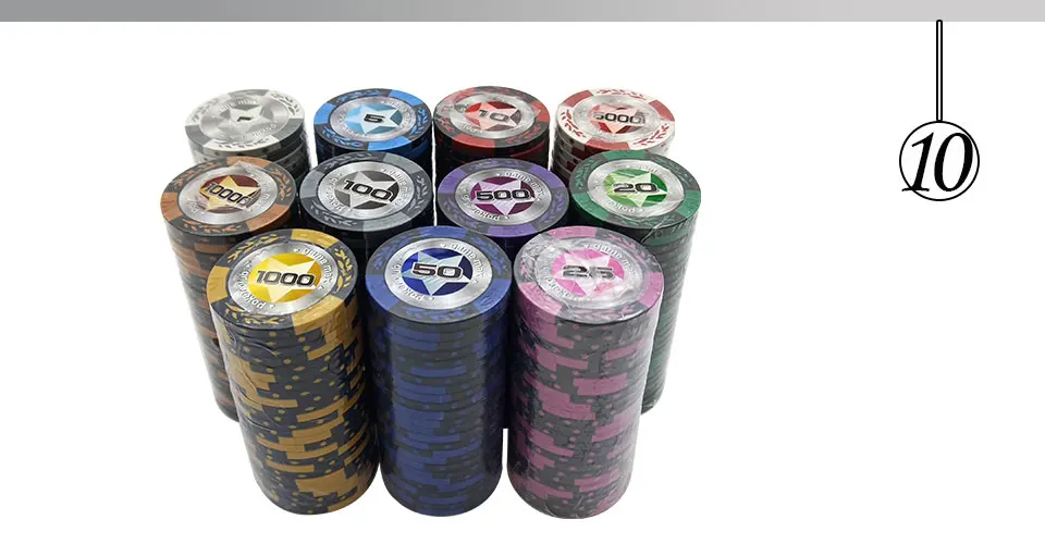 Easytoday 25Pcsset Upscale Poker Chips Set Clay Embedded iron Baccarat Texas Hold'em Professional Poker Chip Pokerstars (10)
