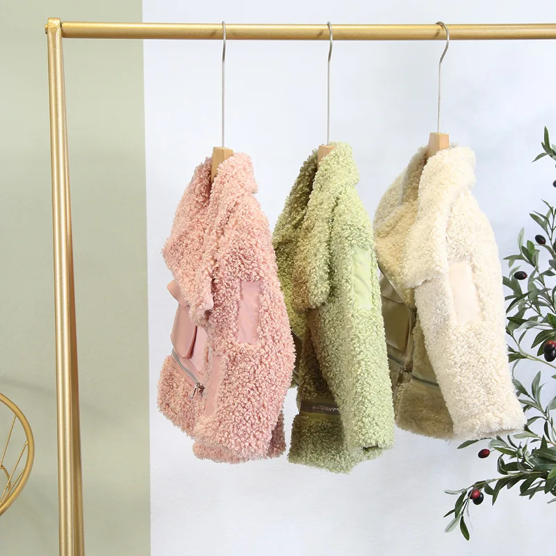 Одежда для девочек зимняя куртка пуховик 2019 Зима Новая детская мех ягненка