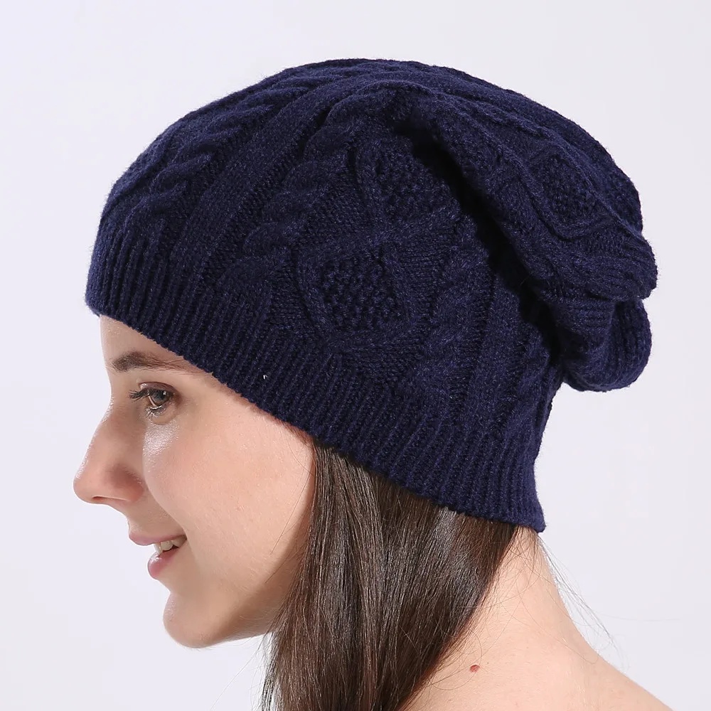 Зимние шапки, маленькая перекрестная вязка, геометрическая фигура, шапка, сохраняющая тепло, шапка, Модный повседневный пуловер, шерстяные шапки для мужчин и женщин - Цвет: Тёмно-синий