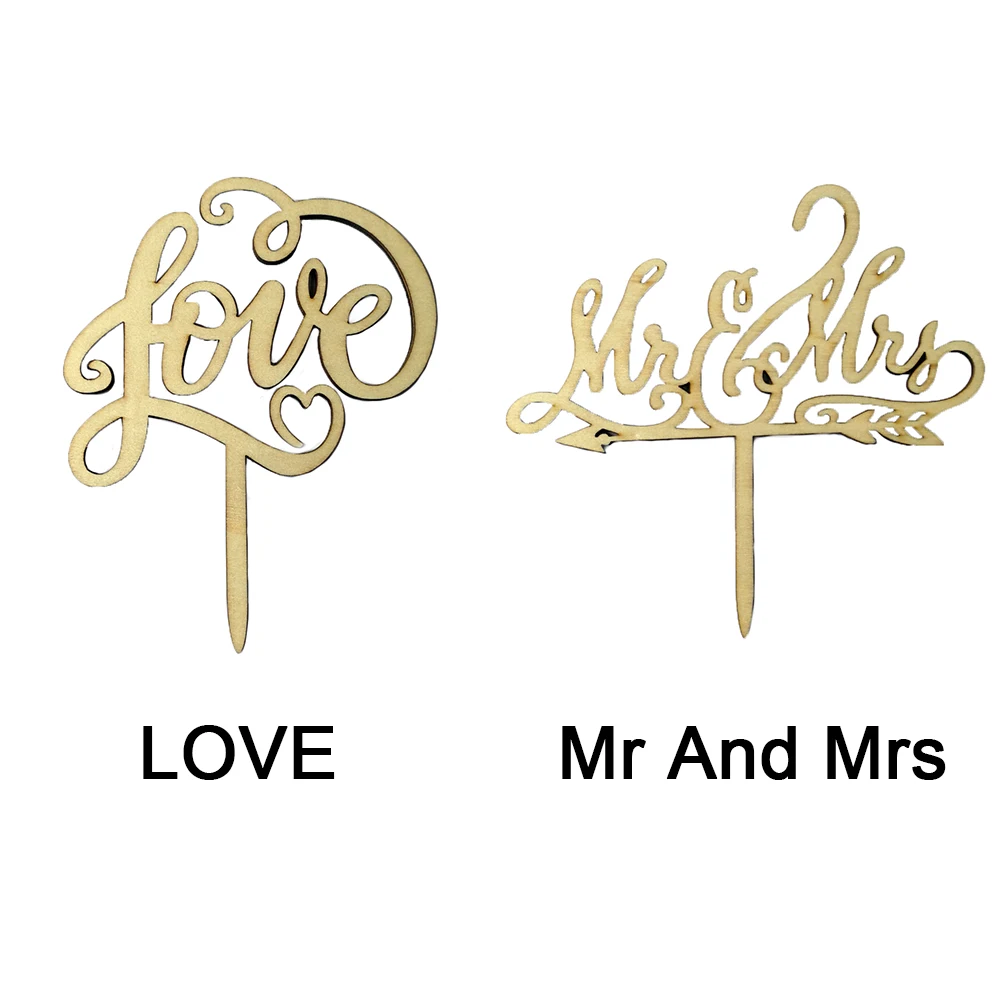 Rustic Wooden Anniversary Wedding Love Mr Mrs Romantic Party Cake Topper Cake Decoration