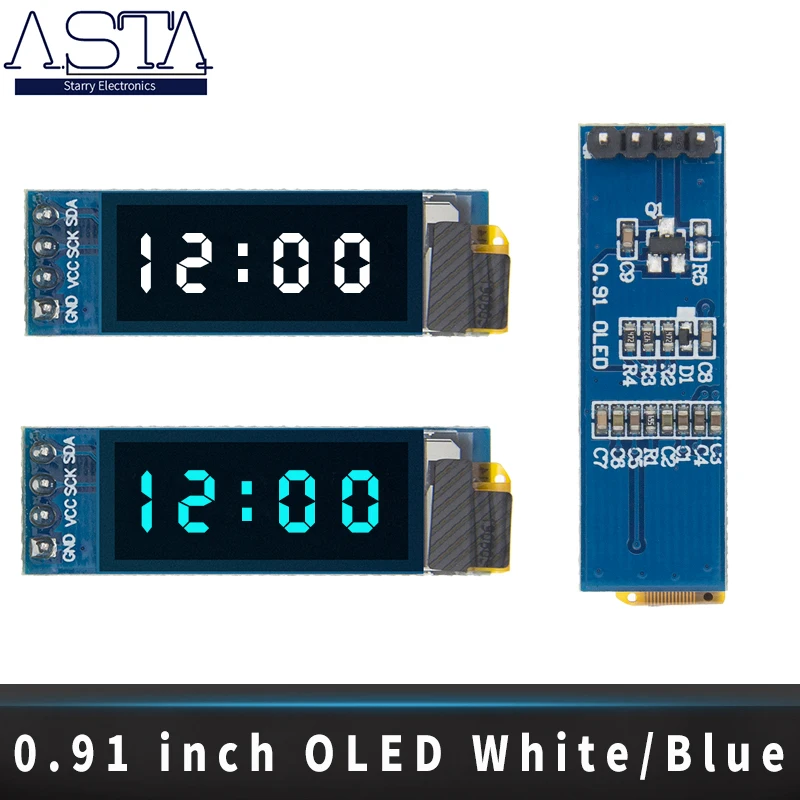 

D34 10pcs 0.91 inch OLED module 0.91" white/blue OLED 128X32 OLED LCD LED Display Module 0.91" IIC Communicate