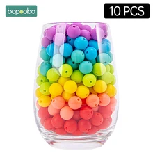 Bopoobo – anneau de dentition en Silicone pour bébé, 10 pièces, perles de 12mm, 15mm, 20mm, mélange de couleurs, qualité alimentaire, écologique, sans BPA, pour le bricolage 