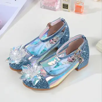 

Shining Sequined Girls Sandals Fashion Anna Elsa Princess Dancing Party Children Shoes Rhinestone Leather Kids Shoes