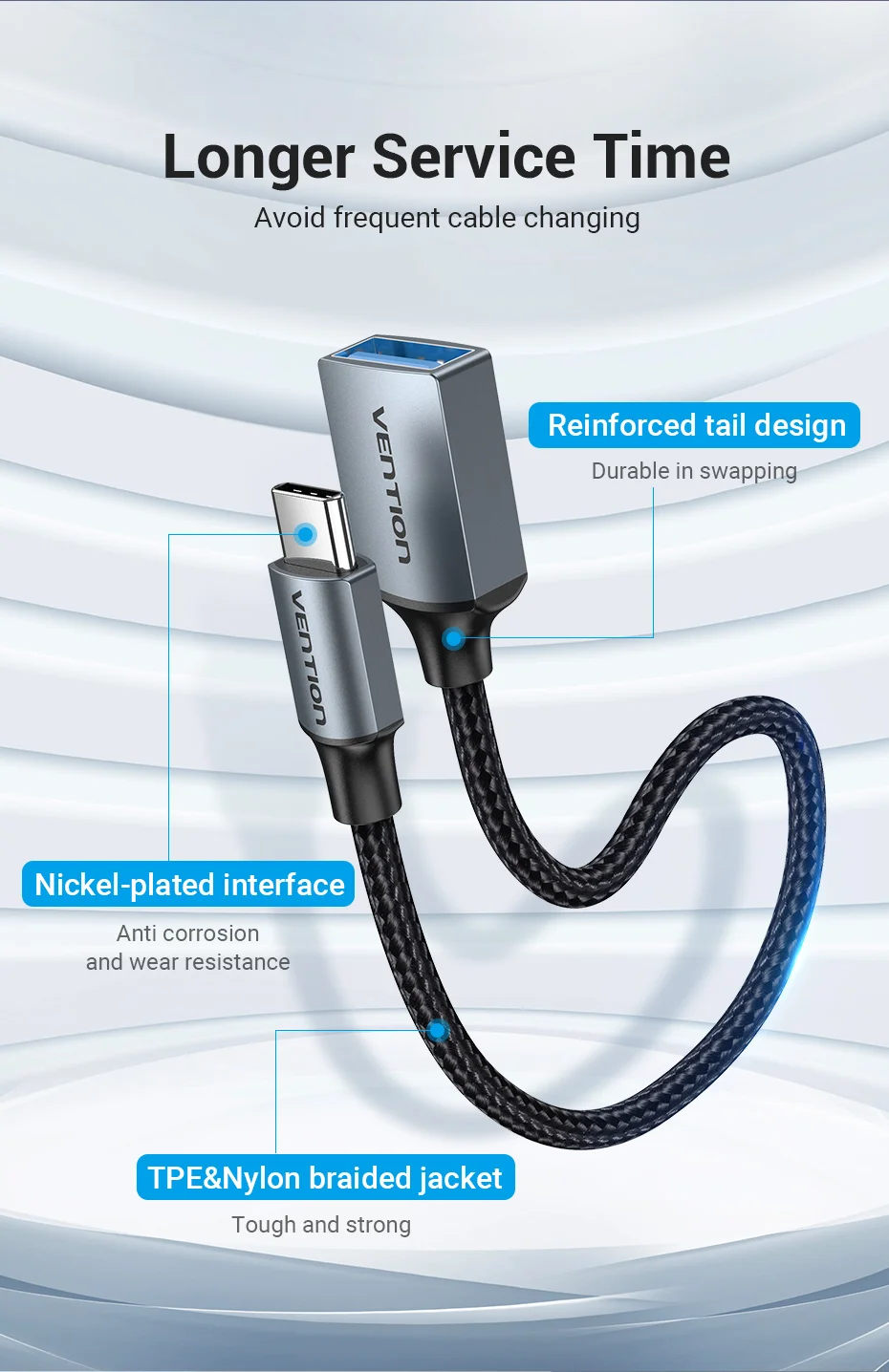 Vention USB C to USB OTG Adapter USB 3.0 2.0 Type-C OTG Data Cable Connector for Samsung GalaxyS 10 MacBook Pro USB C Adapter
