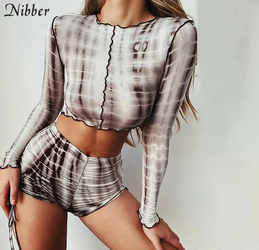 Женский спортивный костюм Nibber винтажный укороченный топ в полоску с кисточками и