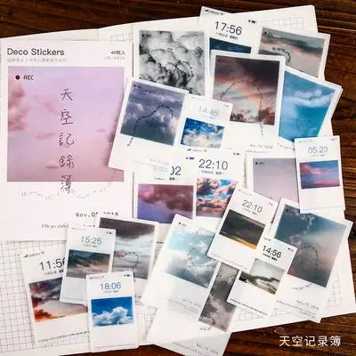 40pcs/pack Creative Journal Decorative Sticker Label Diary Stationary Japanese Deco Photograph Album Sticker Flakes Scrapbooking - Цвет: Тёмно-синий