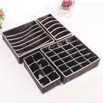 

4pcs Storage Boxes Underwear Divider Drawer Lidded Closet Underwear Organizer Drawer By For Underwear Bras Socks Ties