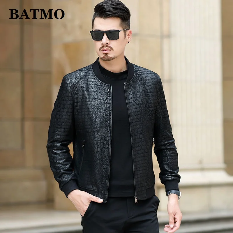 Liquidación BATMO 2021 primavera fina natural cuero de imitación chaquetas de los hombres más tamaño M-XXXL Vy8KE3byG