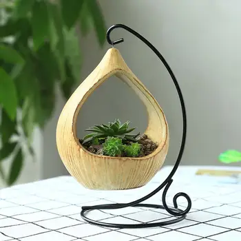 

Hot Sale Garden Supplies Home Creative Hanging Ceramics Vase Flower Plant Pot Round Container Decor with Stand