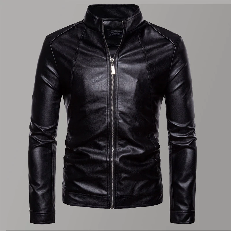 Slim Winter Leather Jacket Men Biker Black Fashion Men Jacket Autumn Faux Leather Jackets Male Coats Brand Clothing