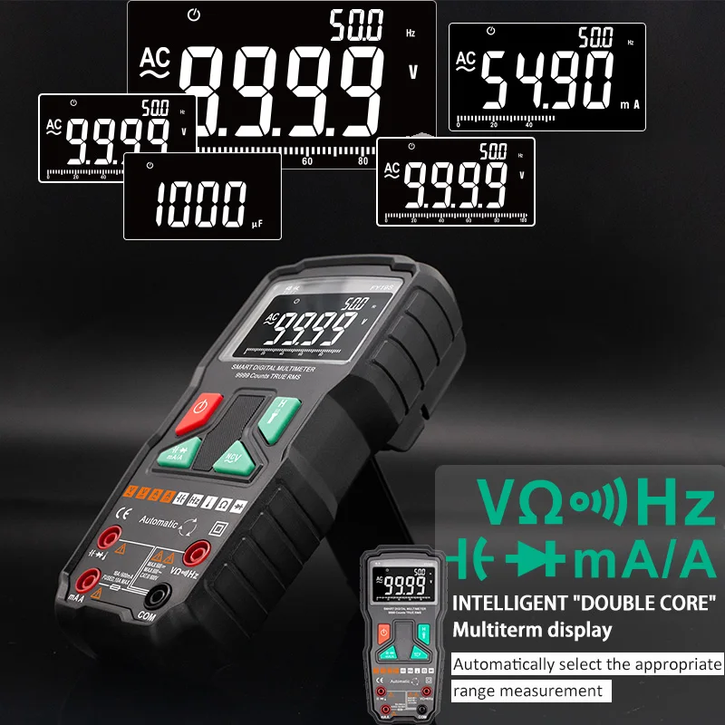 

Digital Multimeter 9999 Counts AC DC Voltage Diode Freguency Smart Automatic Multimeter Tester True-RMS NCV With Flashlight