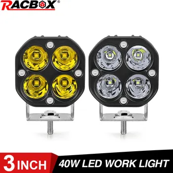 

3 Inch LED Work Light Bar 12V 24V Car Led Lights 4x4 Offroad Square White Yellow Tractor ATV Working Spotlights Auto Headlamp