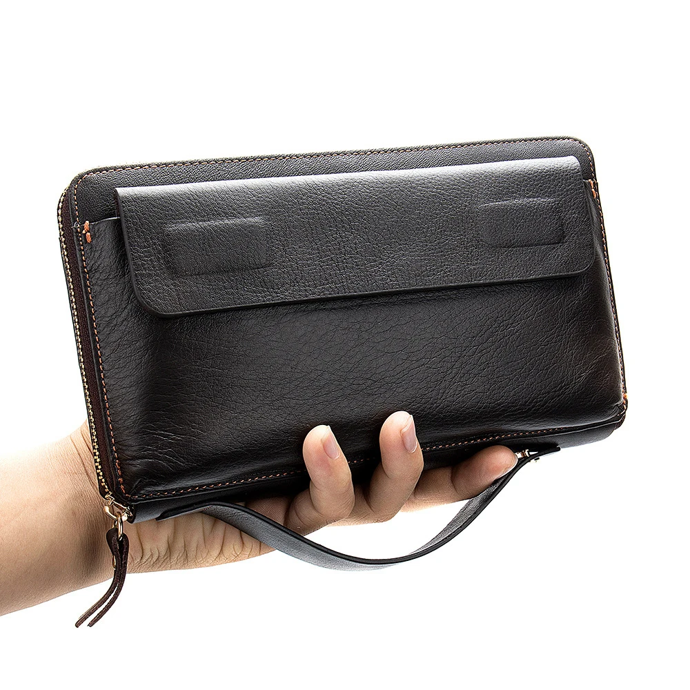 

Men's Long Wallet Leather Wallet Business First Layer Cowhide Large Capacity RFID Antimagnetic Clutch