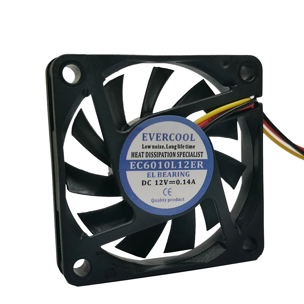 for EVERCOOL EC6010L12ER cooling fan DC12V 0.14A 60*60*10MM 3wire 