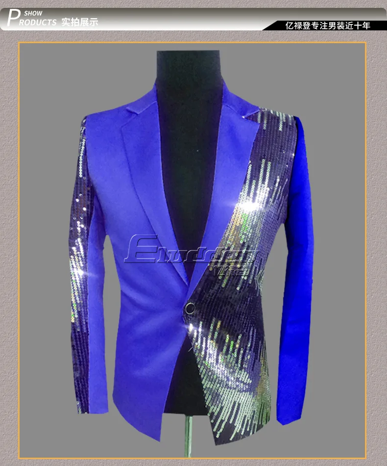 HOO 2023  Men's Color Matching Casual blazer Fashion Host Performance Sequined Dress