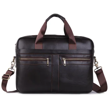 

business Leather briefcase Top Quality male Genuine leather Multi-Function Waterproof Handbags Casual