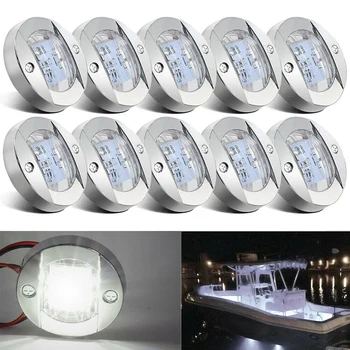 

10 Pcs Marine Boat 6 LED Cabin Deck Courtesy Light Stern Transom Lights White