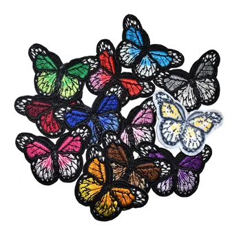 

5Pcs Butterfly Embroidery Patches hotfix motif appliques iron on patches badge stickers for clothing Accessory 3.0 x 4.4cm