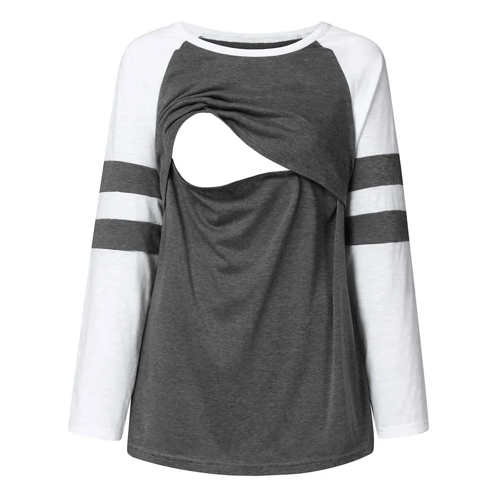 Одежда для беременных женщин Blusas для беременных, с длинным рукавом кормящих лоскутных цветов Топы Блузка для кормления грудью Roupa Femenina блузки