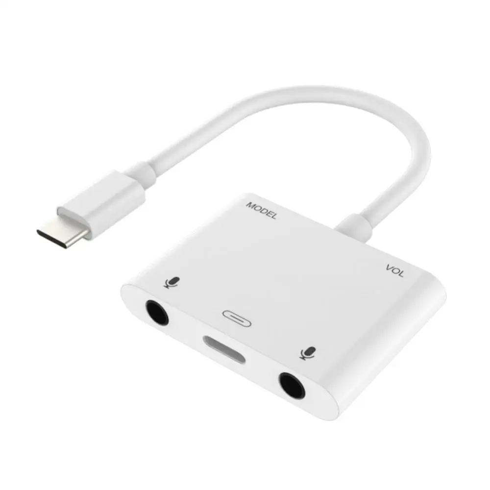 Двойной аудио адаптер 3,5 мм type-C разъем для Huawei mate 20 Pro P20/P30 для Xiaomi 9 для MacBook Air 3,5 мм type-C конвертер - Цвет: Белый